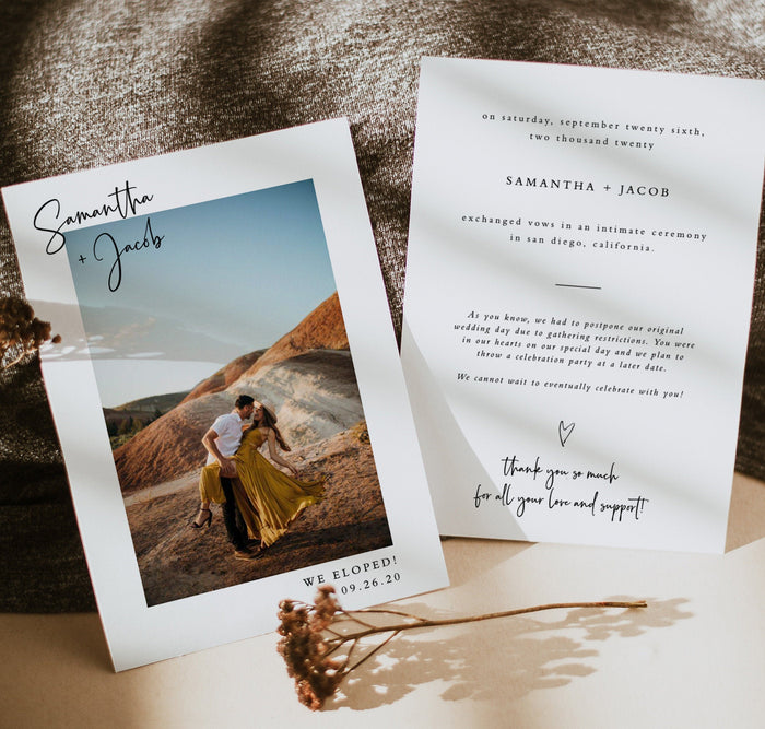 Photo Wedding Announcement | Photo Elopement Announcement