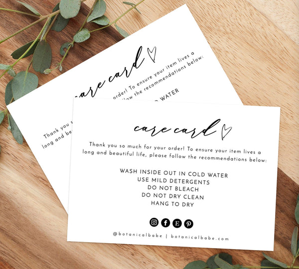 Small Business Care Card | Clothing Care Card 