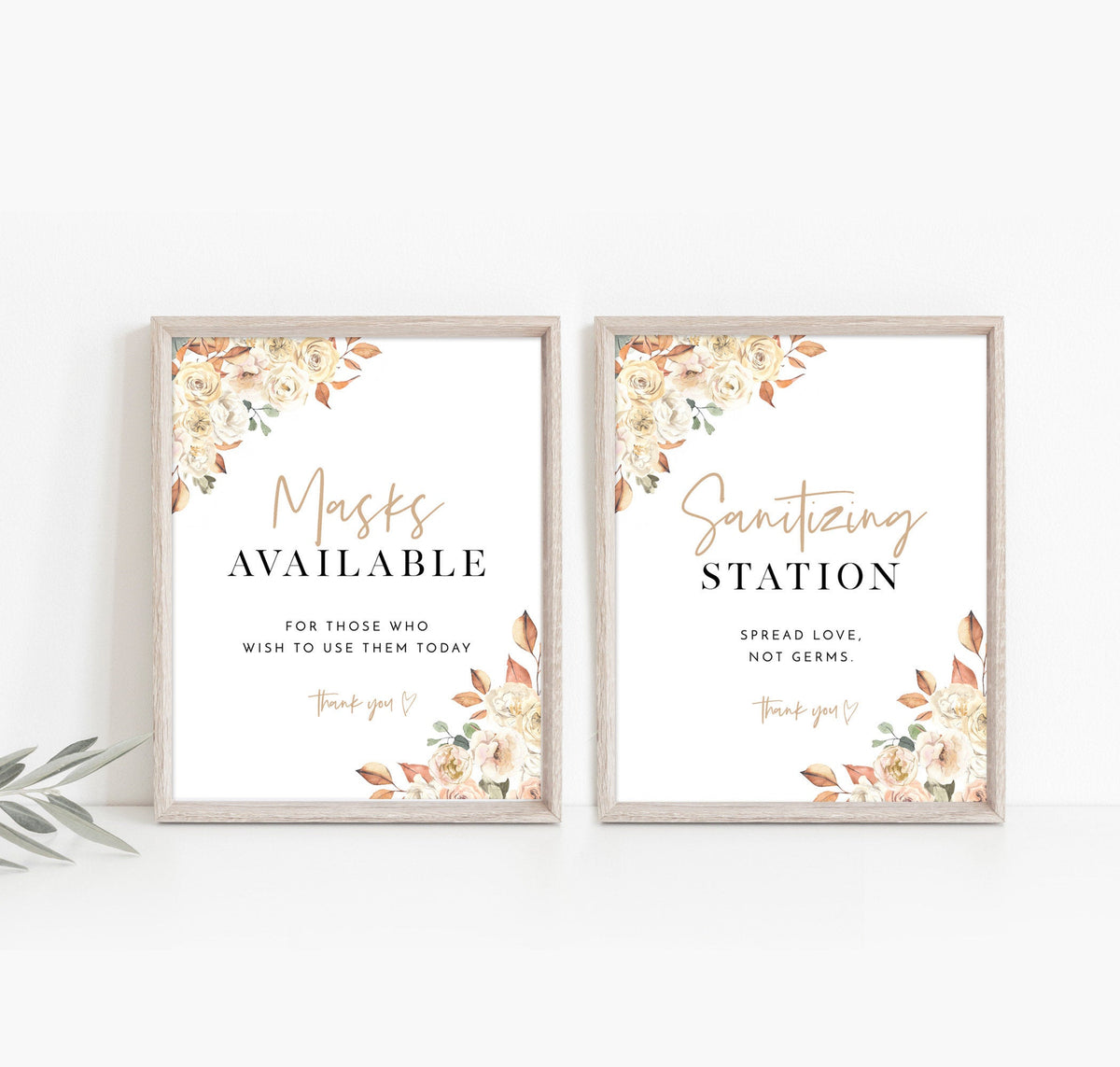 Fall Wedding Social Distance Signs | Please Wear A Mask Wedding Sign