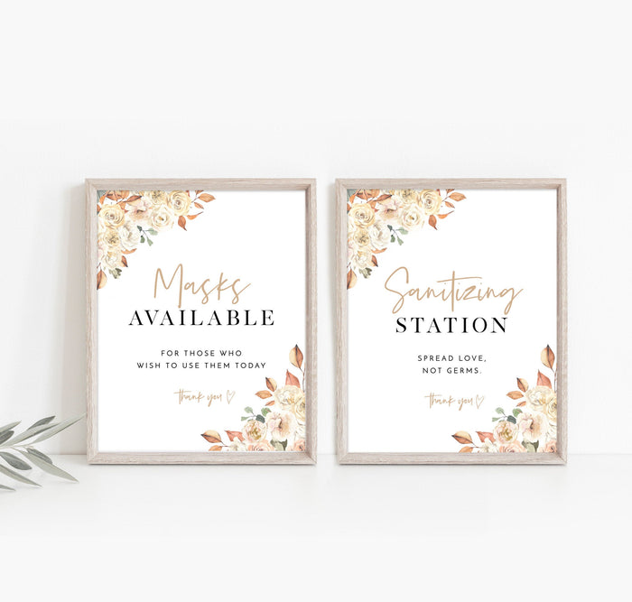 Fall Wedding Social Distance Signs | Please Wear A Mask Wedding Sign