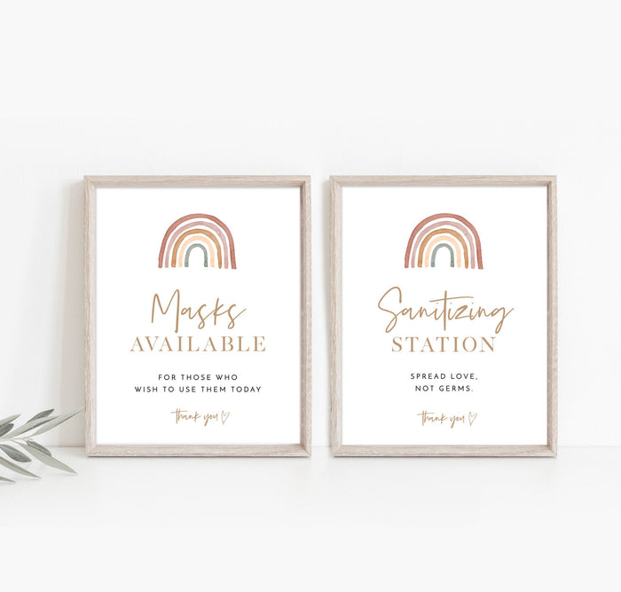 Rainbow Shower Social Distance Signs | Please Wear A Mask Wedding Sign