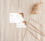 Fall Recipe Card Template | Fall Bridal Shower Recipe Card Insert 
