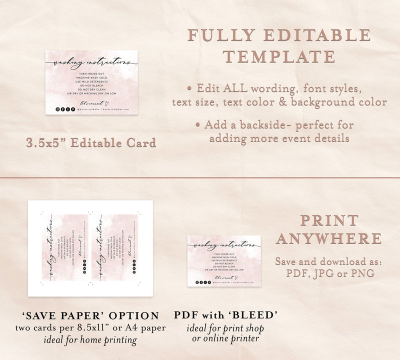 Small Business Care Card | Clothing Care Card 