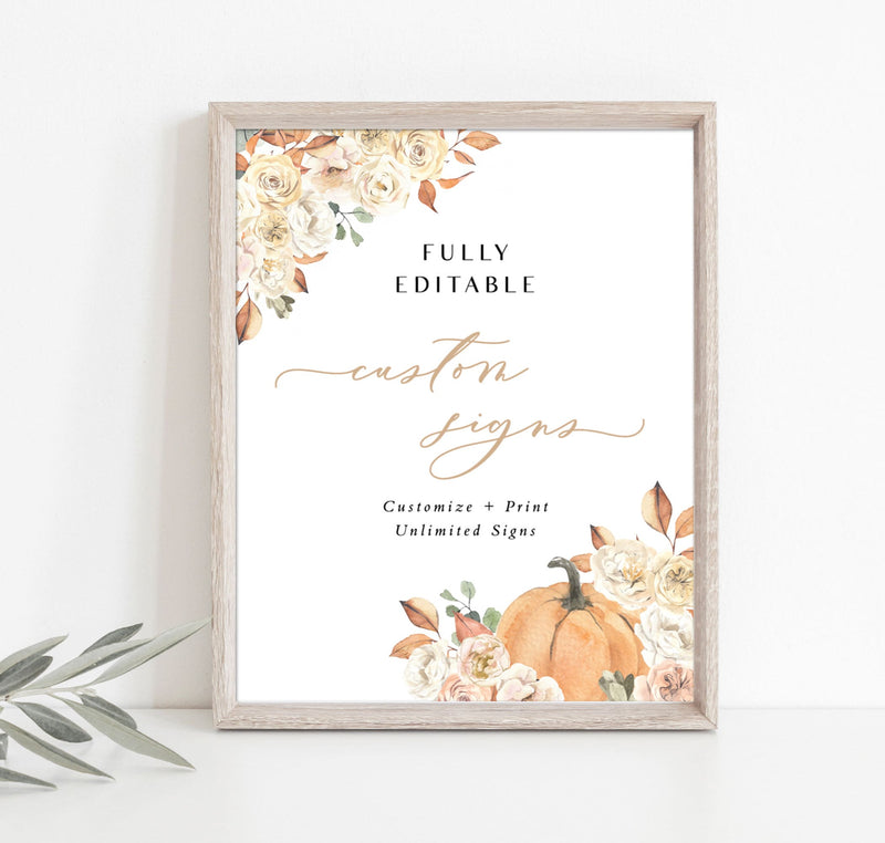 Rustic Fall Shower Sign Template | Autumn Shower Custom Sign 