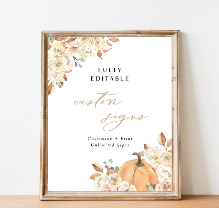 Rustic Fall Shower Sign Template | Autumn Shower Custom Sign