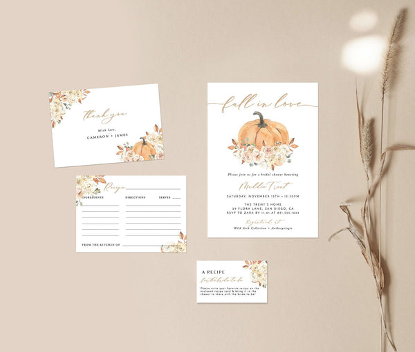 Fall Bridal Shower Invitation | Pumpkin Invite Template 