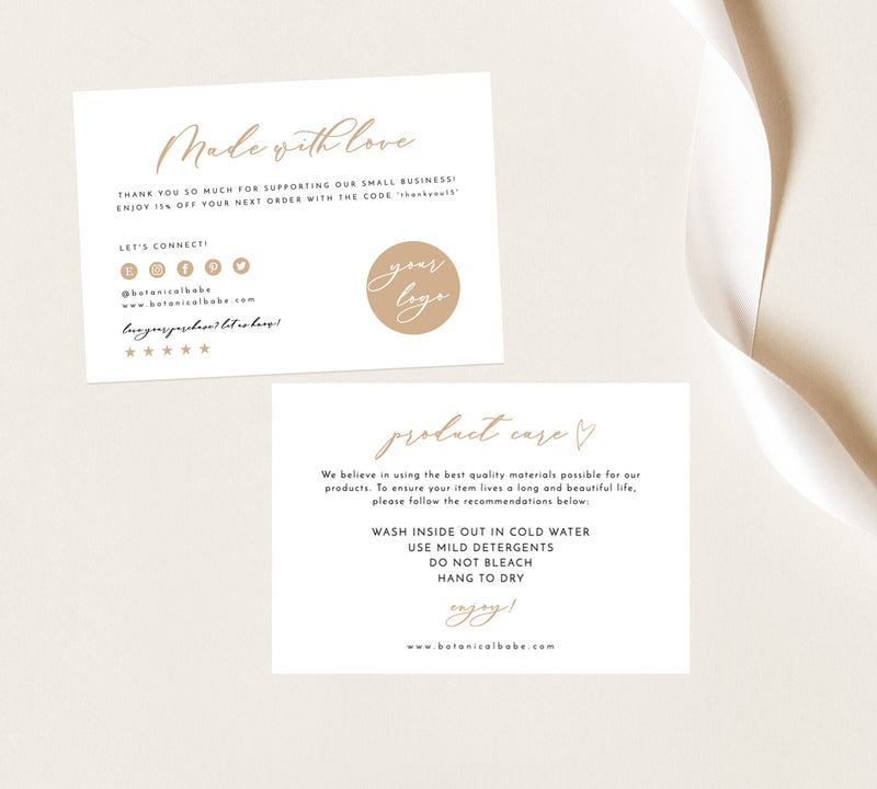 Made with Love Care Card | Small Business Care Card 
