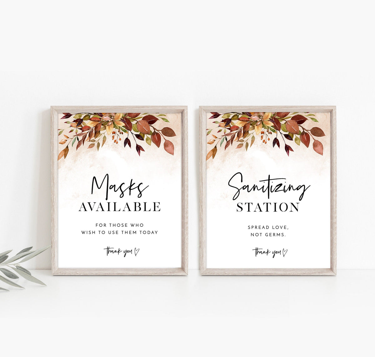 Fall Wedding Social Distance Signs | Please Wear A Mask Wedding Sign