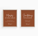 Burnt Orange Social Distance Signs | Please Wear A Mask Wedding Sign