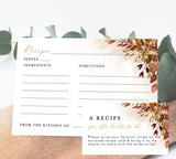 Fall Recipe Card Template | Fall Bridal Shower Recipe Card Insert 