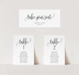 Modern Wedding Seating Chart Cards | Minimalist Wedding Table Seating Chart Cards