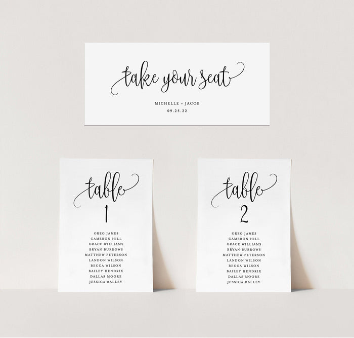 Modern Wedding Seating Chart Cards | Minimalist Wedding Table Seating Chart Cards