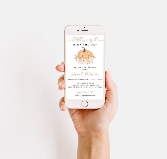 Fall Baby Shower E-Vite Template | Pumpkin Baby Shower Invite