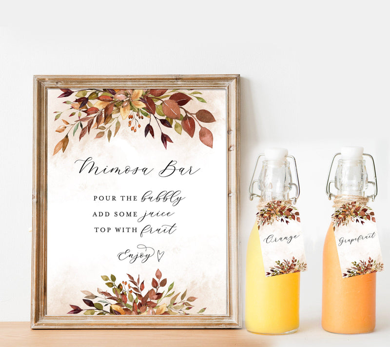 Bridal Shower Mimosa Bar Sign | Autumn Shower Mimosa Sign 