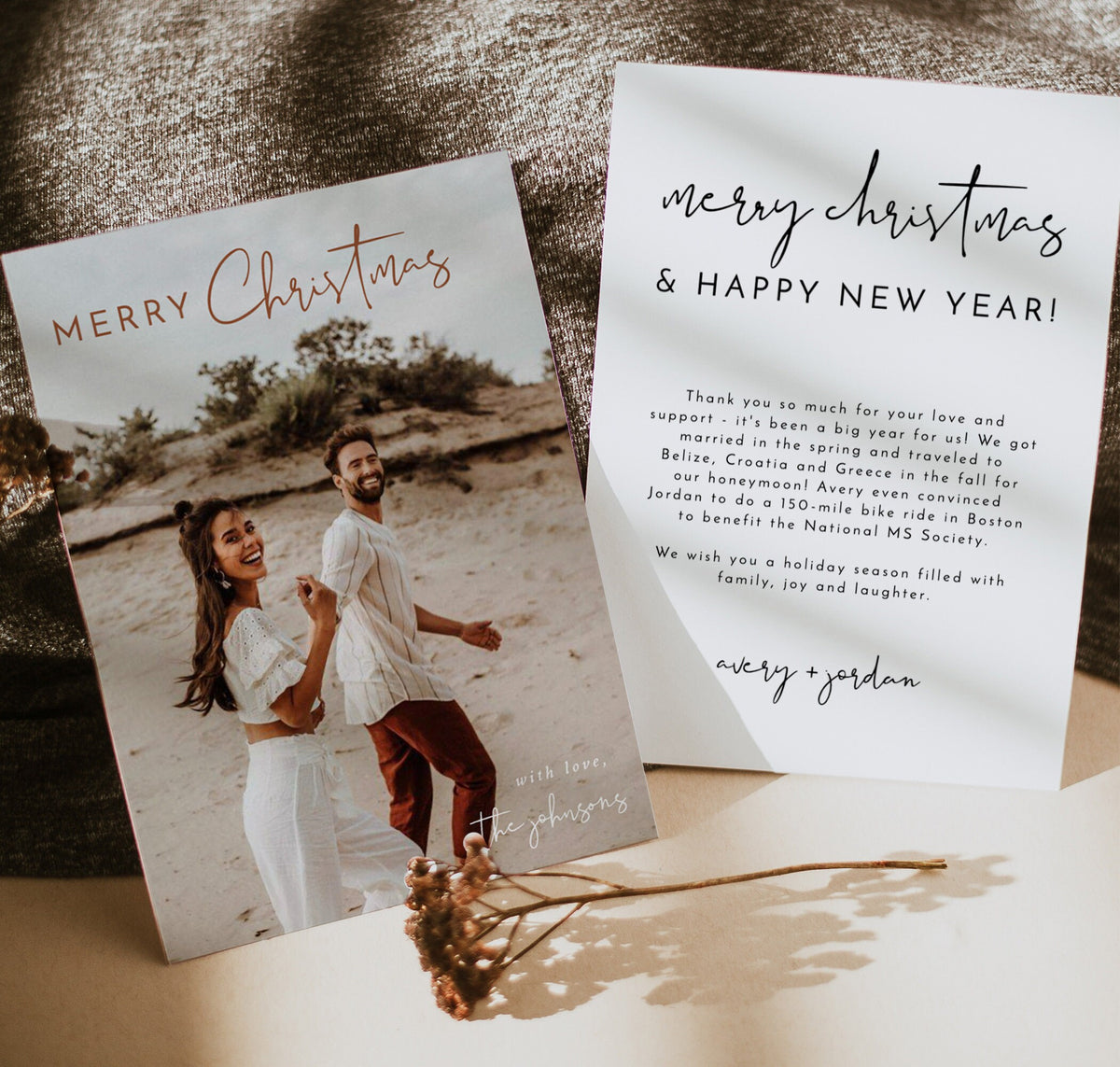 Christmas Card Template | Minimalist Christmas Thank You Card