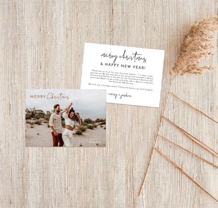 Photo Christmas Card Template | Minimalist Christmas Thank You Card