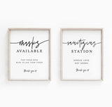 Minimalist Social Distance Signs | Masks Available Wedding Sign
