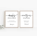 Minimalist Social Distance Signs | Masks Available Wedding Sign