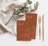Burnt Orange Wedding Menu Template | Terracotta Wedding Menu