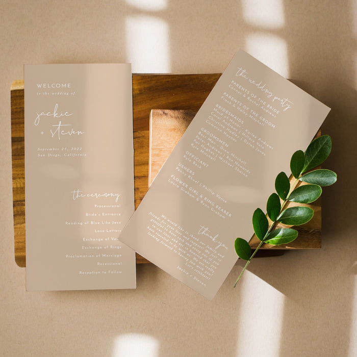 Minimalist Wedding Program Template | Printable Order of Service