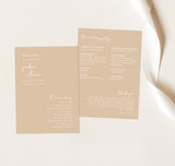 Minimalist Wedding Program | Desert Wedding Program
