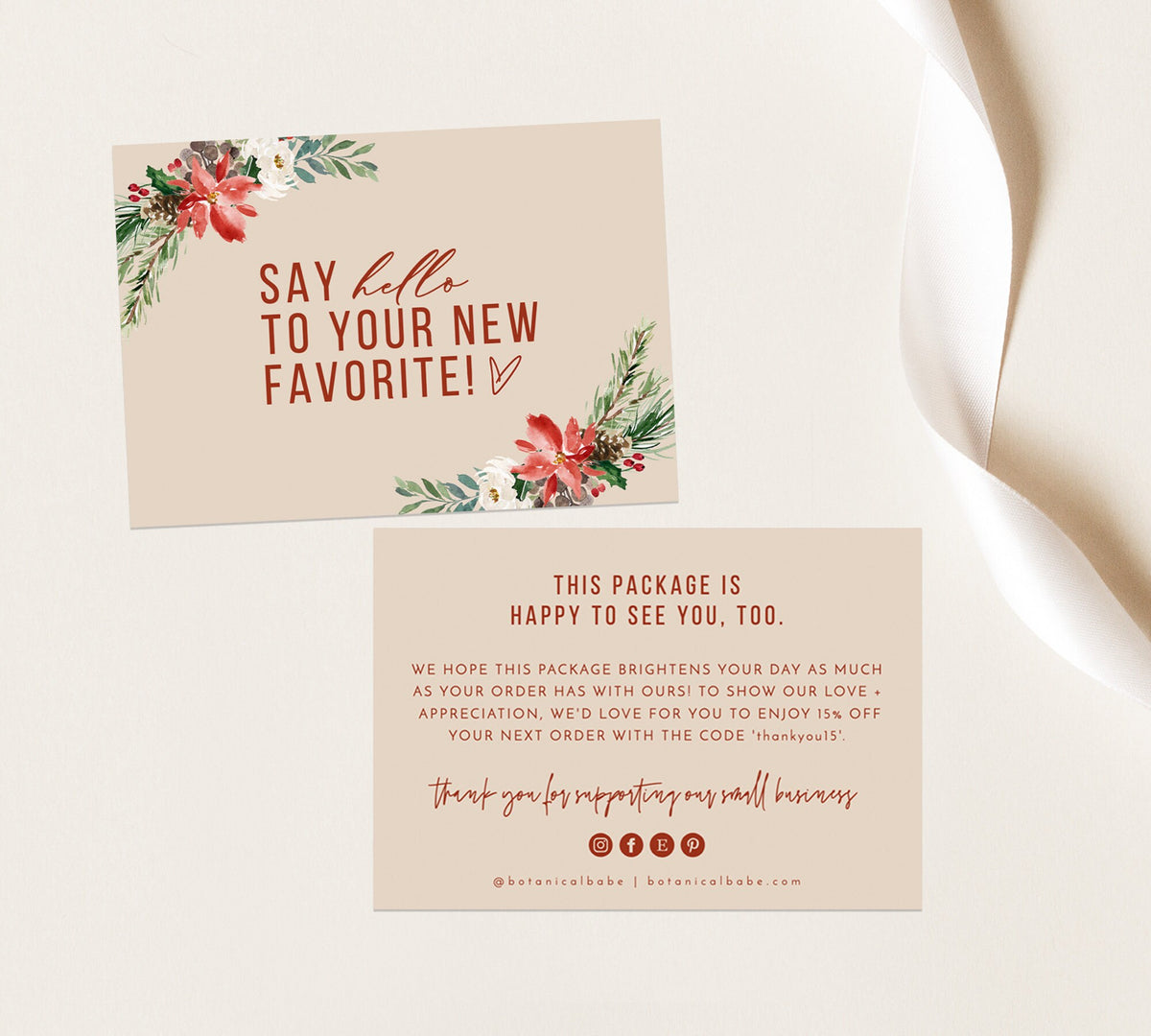 Boho Small Business Thank You Card | Winter Thank You Card Template