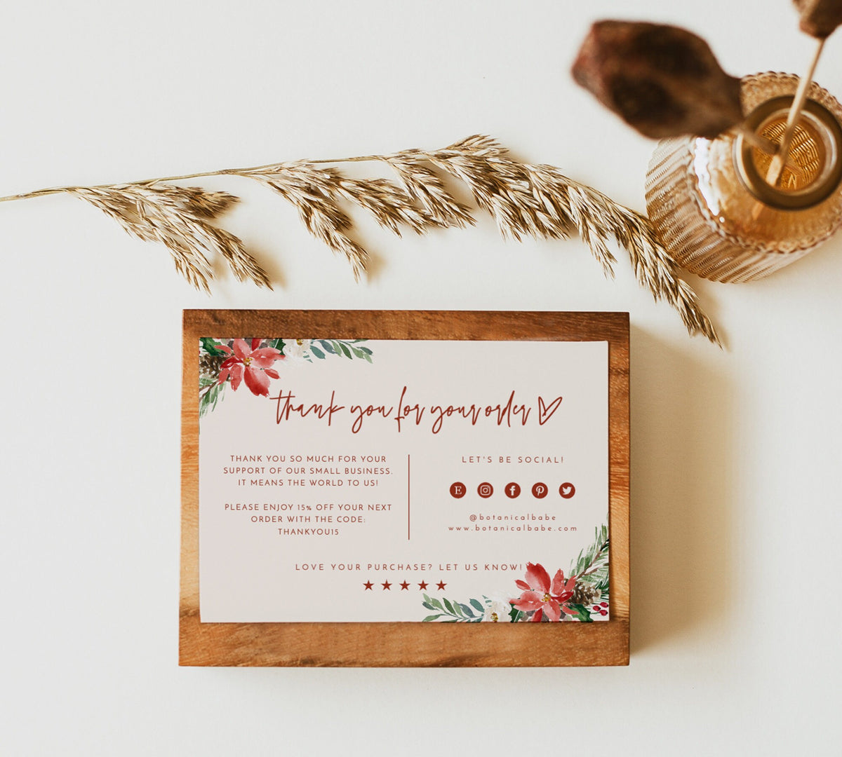 Boho Small Business Thank You Card | Winter Thank You Card Template