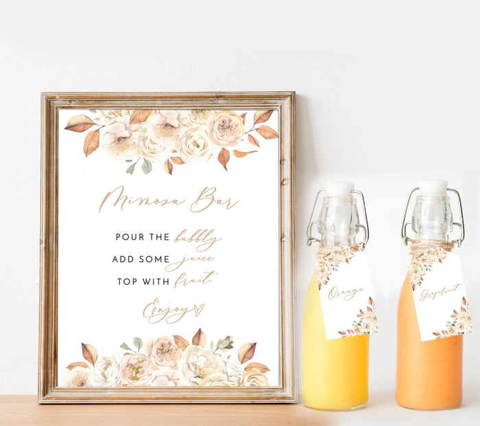 Bridal Shower Mimosa Bar Sign | Autumn Shower Mimosa Sign