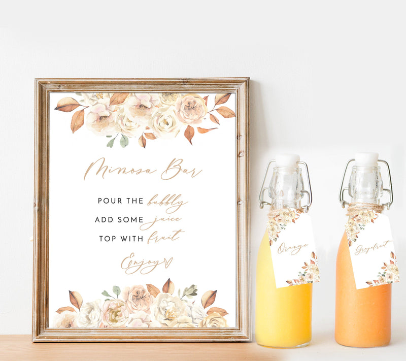 Bridal Shower Mimosa Bar Sign | Autumn Shower Mimosa Sign 