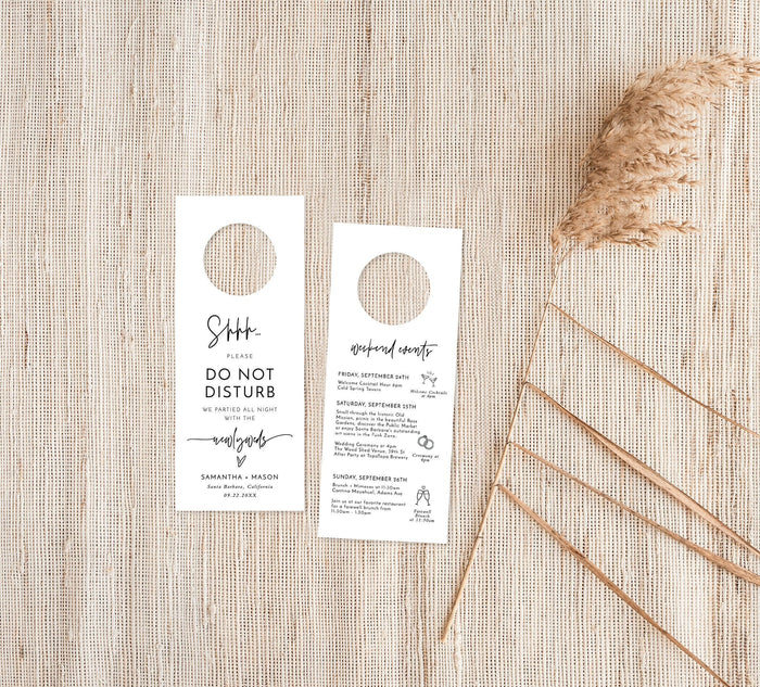 Wedding Door Hanger | Welcome Letter & Itinerary