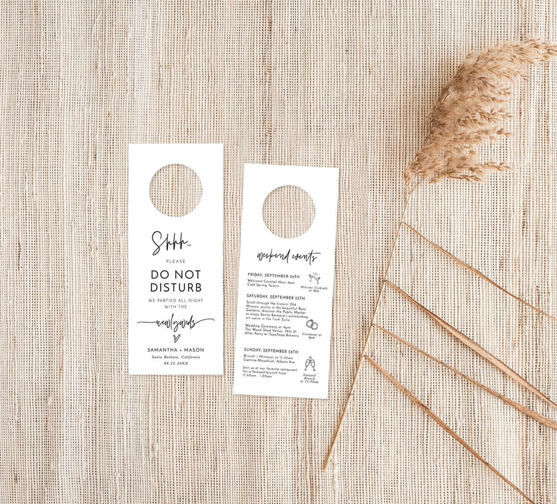 Wedding Door Hanger | Welcome Letter & Itinerary 