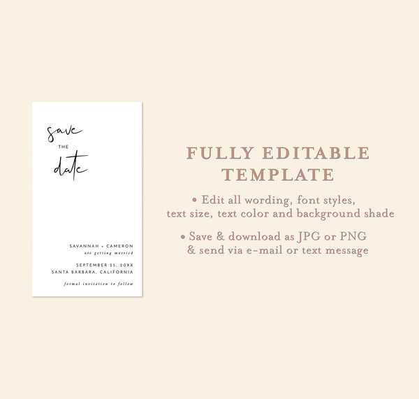Modern Save the Date Text Invite | Minimalist Save the Date Evite 