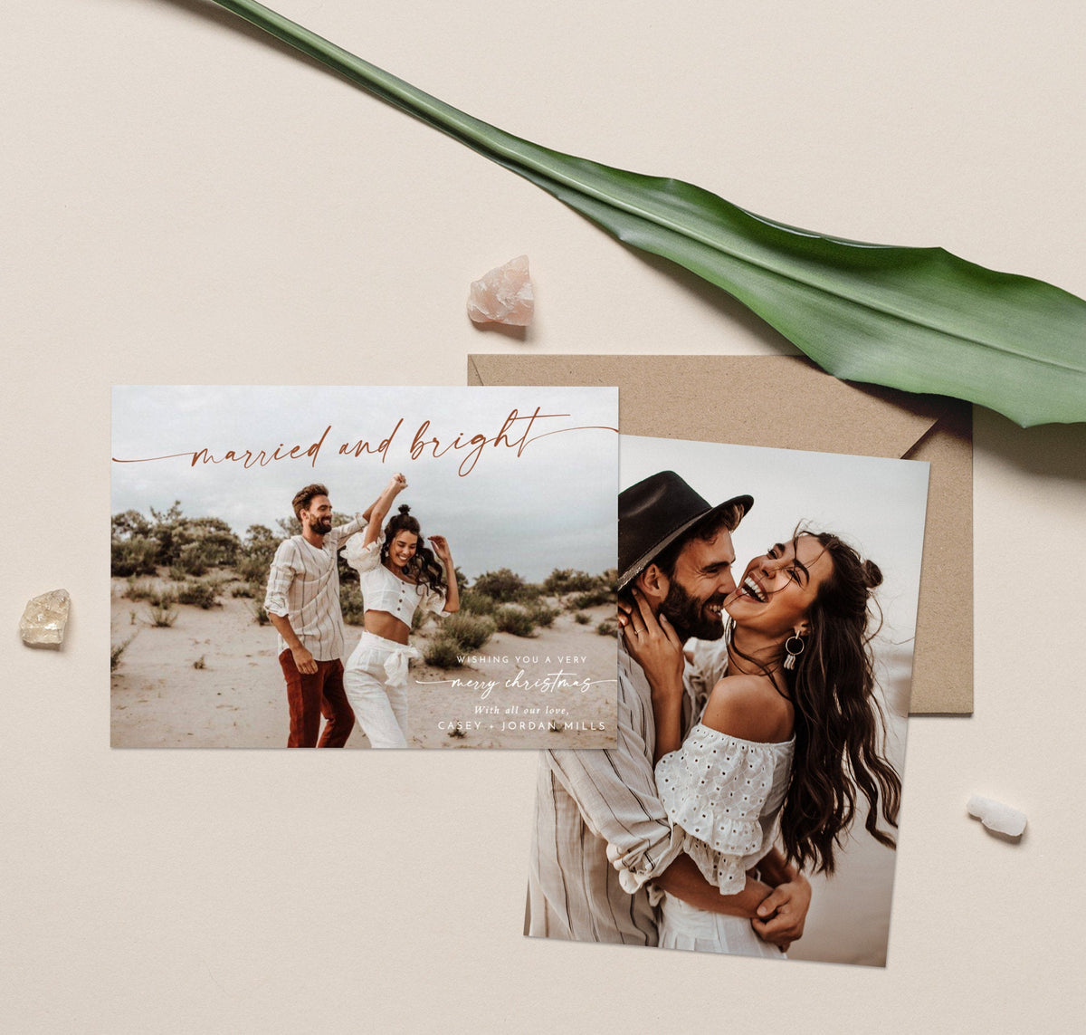 Married and Bright Christmas Card | Minimalist Christmas Photo Card