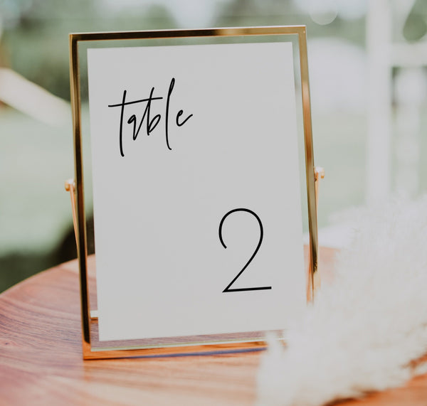 Minimalist Wedding Table Number Template | Modern Wedding Table Number 