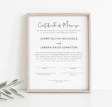 Certificate of Marriage Template | Minimalist Wedding Certificate