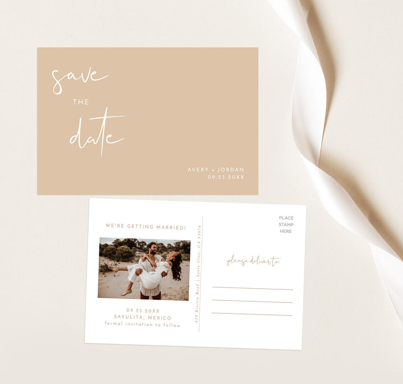 Photo Save the Date Postcard Template | Polaroid Save the Date Invite 