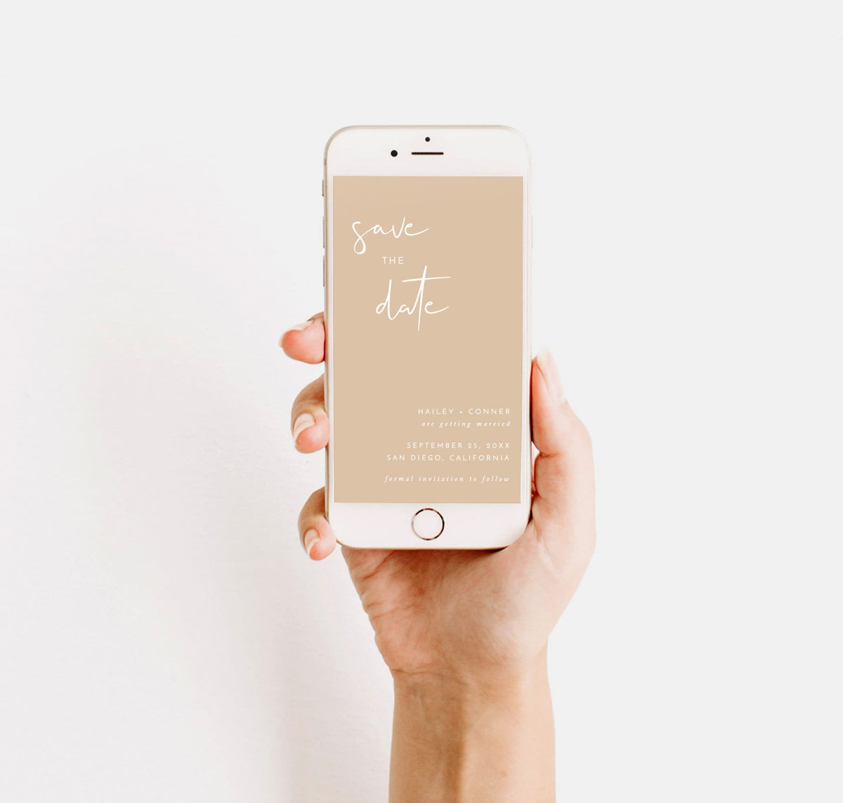 Modern Beige Save the Date Text Invite | Minimalist Save the Date Evite
