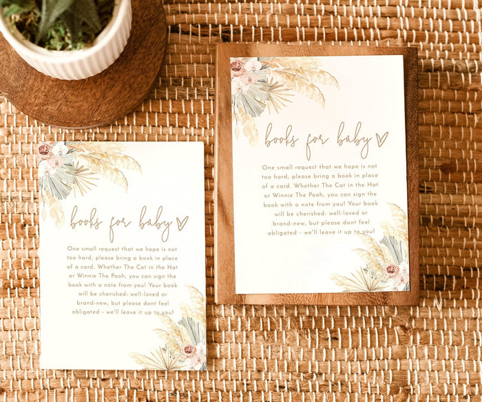 Pampas Grass Books for Baby Card | Book Request Insert Template