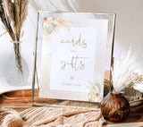 Pampas Grass Cards and Gifts Sign | Minimalist Wedding Sign Template 