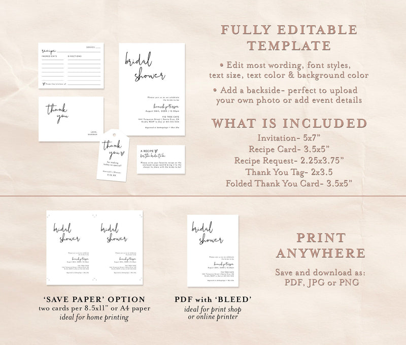 Minimalist Bridal Shower Invite | Modern Bridal Shower Bundle 