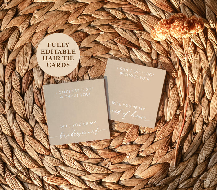 Boho Hair Tie Cards Card | Editable Hair Tie Favor Card Template