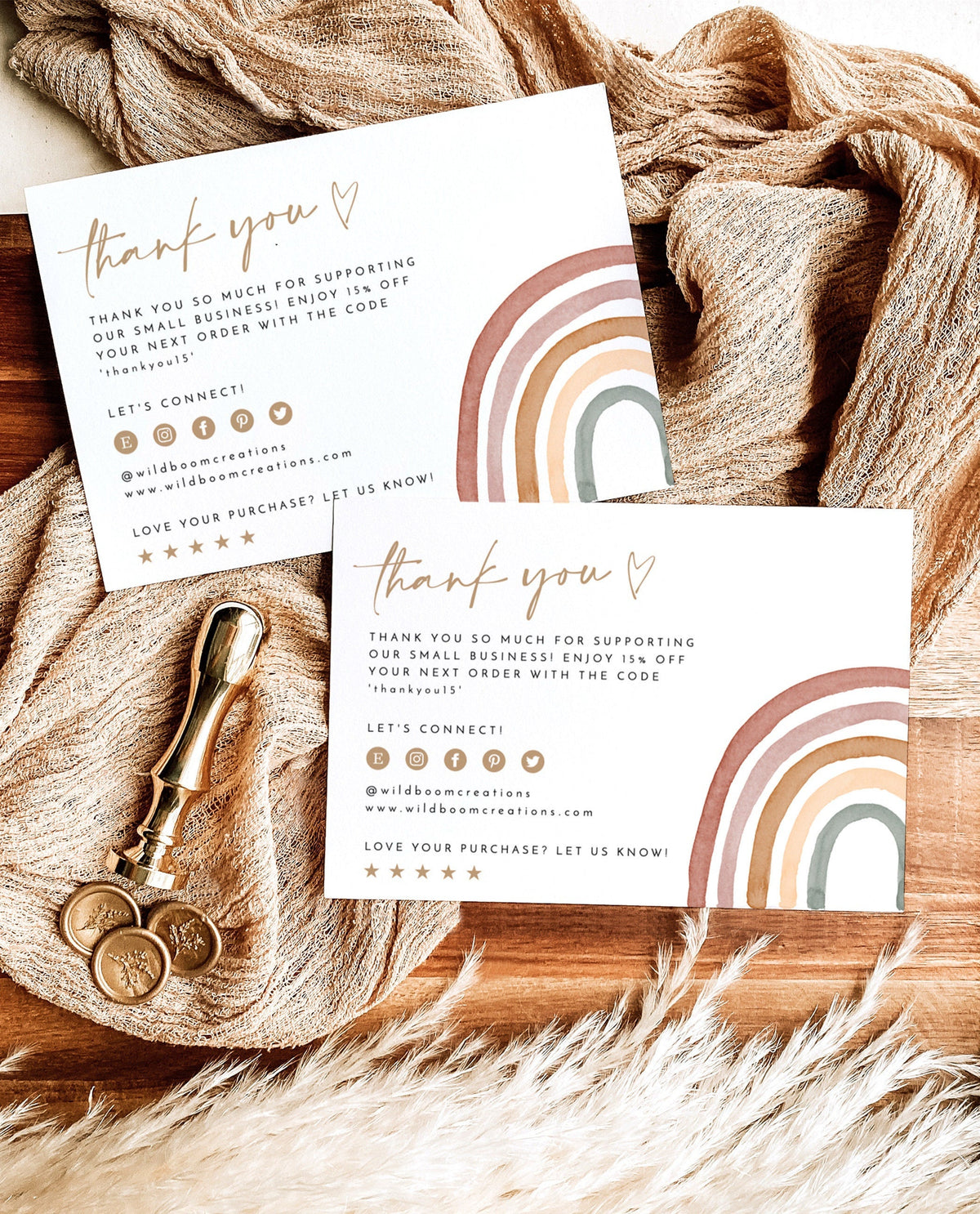 Rainbow Small Business Thank You Card | Boho Rainbow Watercolor