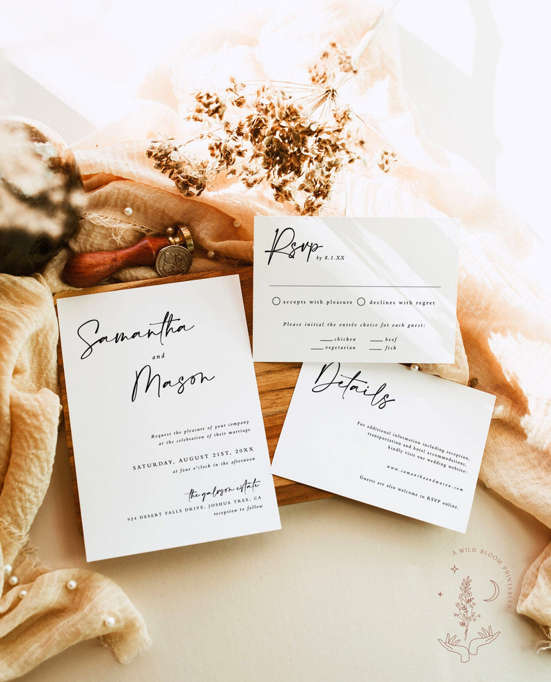 Minimalist Wedding Invitation Suite | Modern Minimalist Wedding Invite 