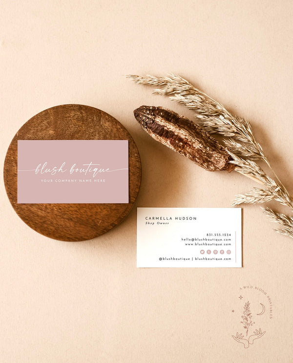 Boho Small Business Card | Dusty Rose Boutique Business Card Template 