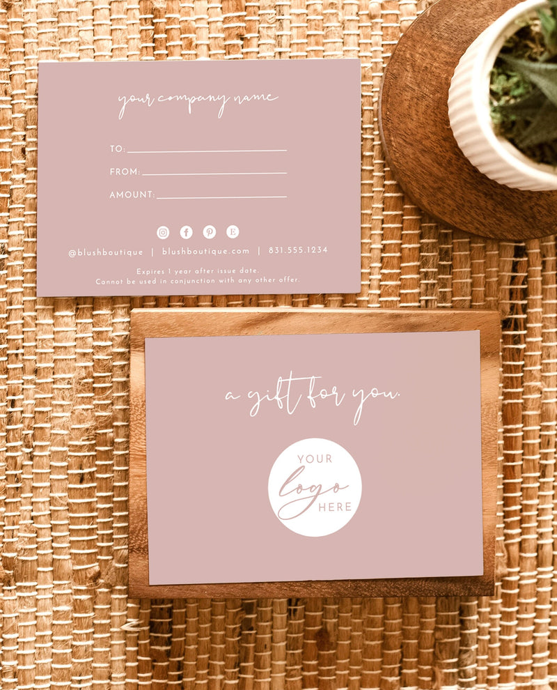 Boho Small Business Gift Certificate | Mauve Gift Card Template 