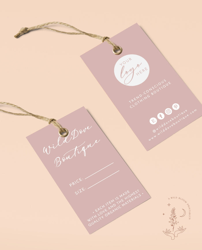 Boho Small Business Hang Tag | Mauve Boutique Clothing Tag Template