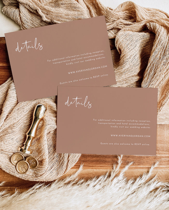 Minimalist Details Card | Modern Wedding Details Insert