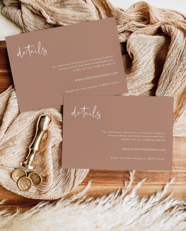 Minimalist Details Card | Modern Wedding Details Insert 