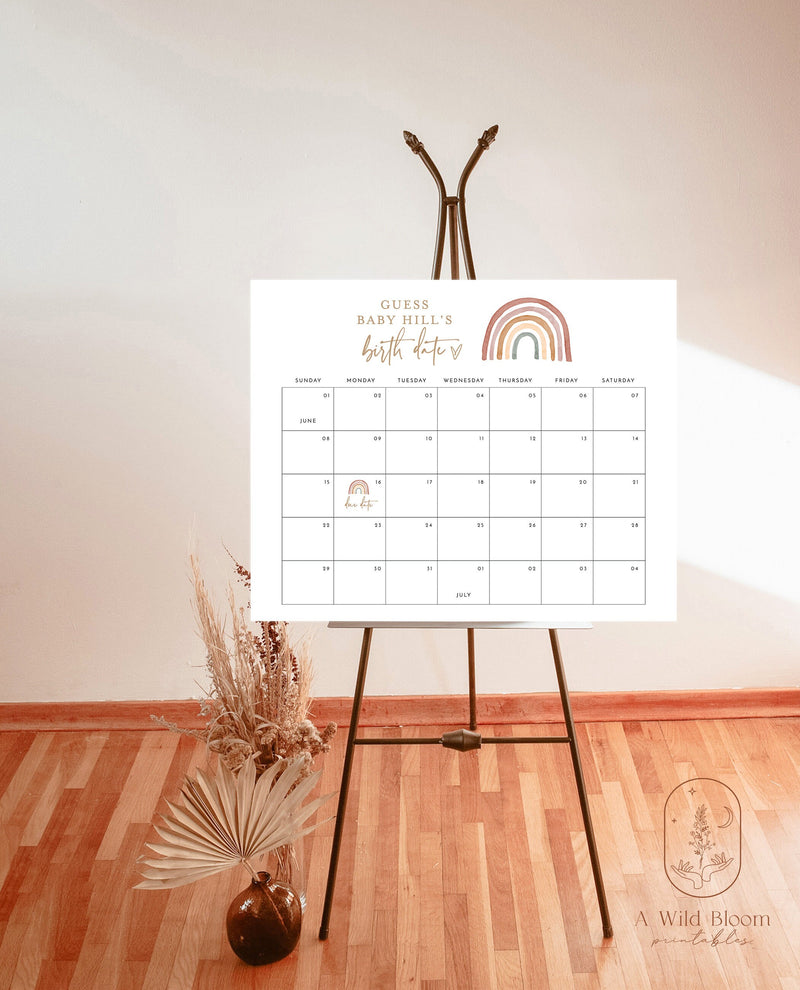 Rainbow Baby Due Date Calendar Game | Editable Baby Prediction 