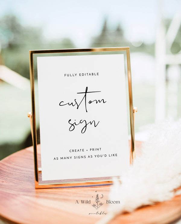 Minimalist Wedding Sign Template | Customizable Wedding Signage 